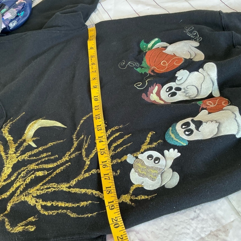Halloween Vintage Ghost Black Sweater Size Large - Picture 7 of 9